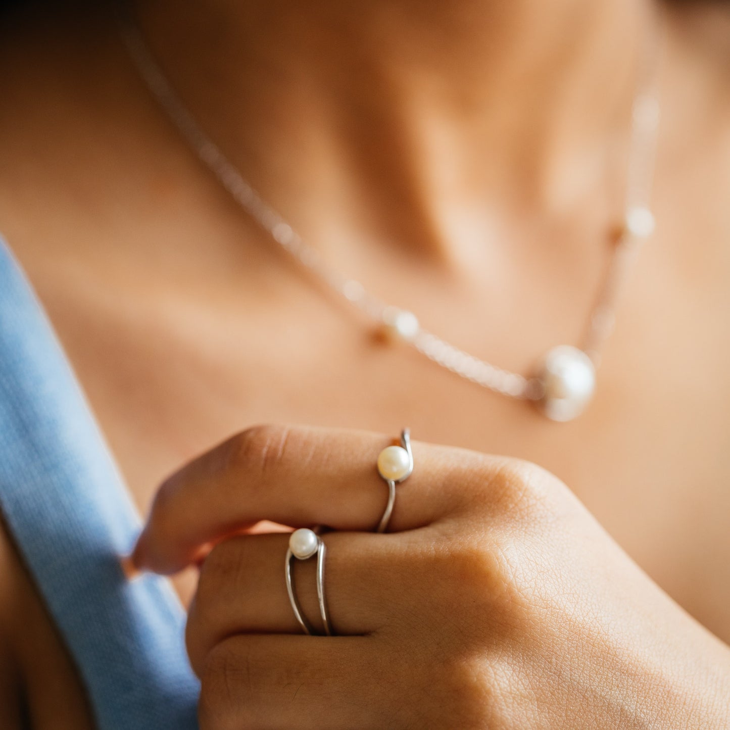 Serene Pearl & 92.5 Silver Finger Ring