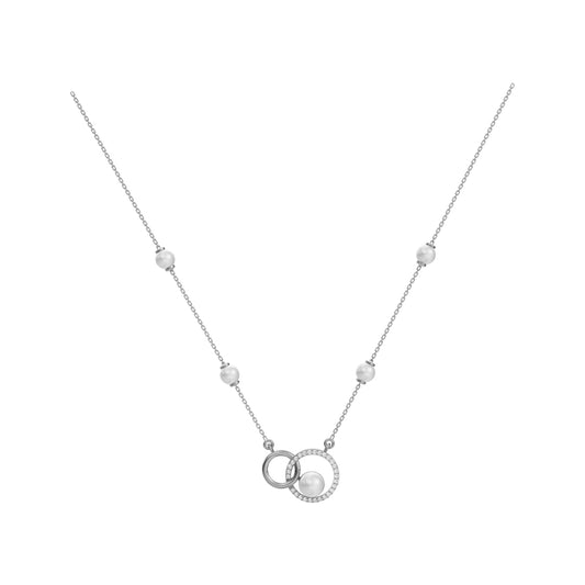 Loops Freshwater Pearl & 92.5 Silver Necklace Set