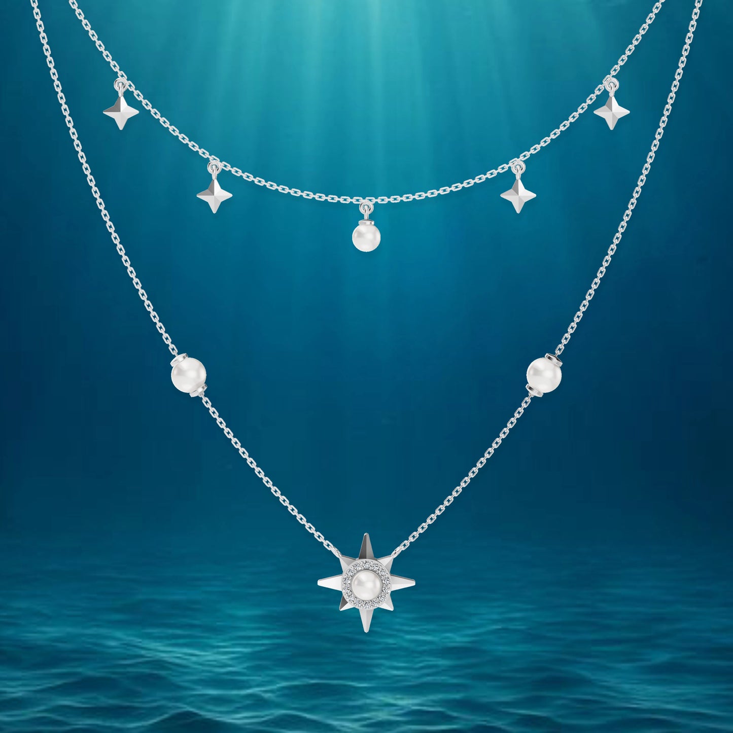 Celestia Layers pearl necklace layered jewelry style