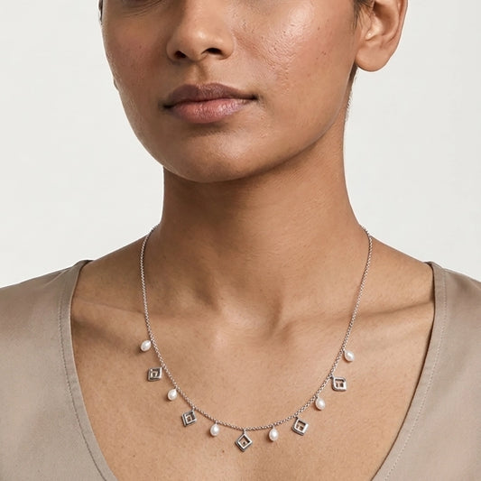 Kaira freshwater pearl charms necklace detailed design