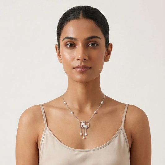 Nora silver gold plated necklace set on display