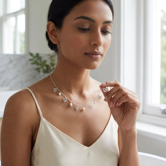 Petra Charms Freshwater pearl & 92.5 Silver Necklace Set