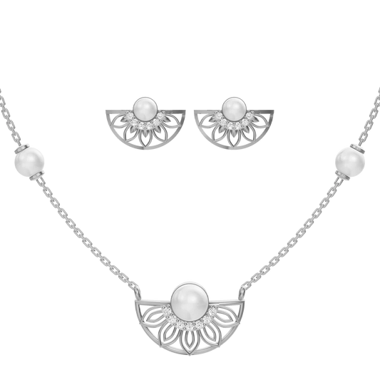 Belle Freshwater Pearl & 92.5 Silver Necklace Set
