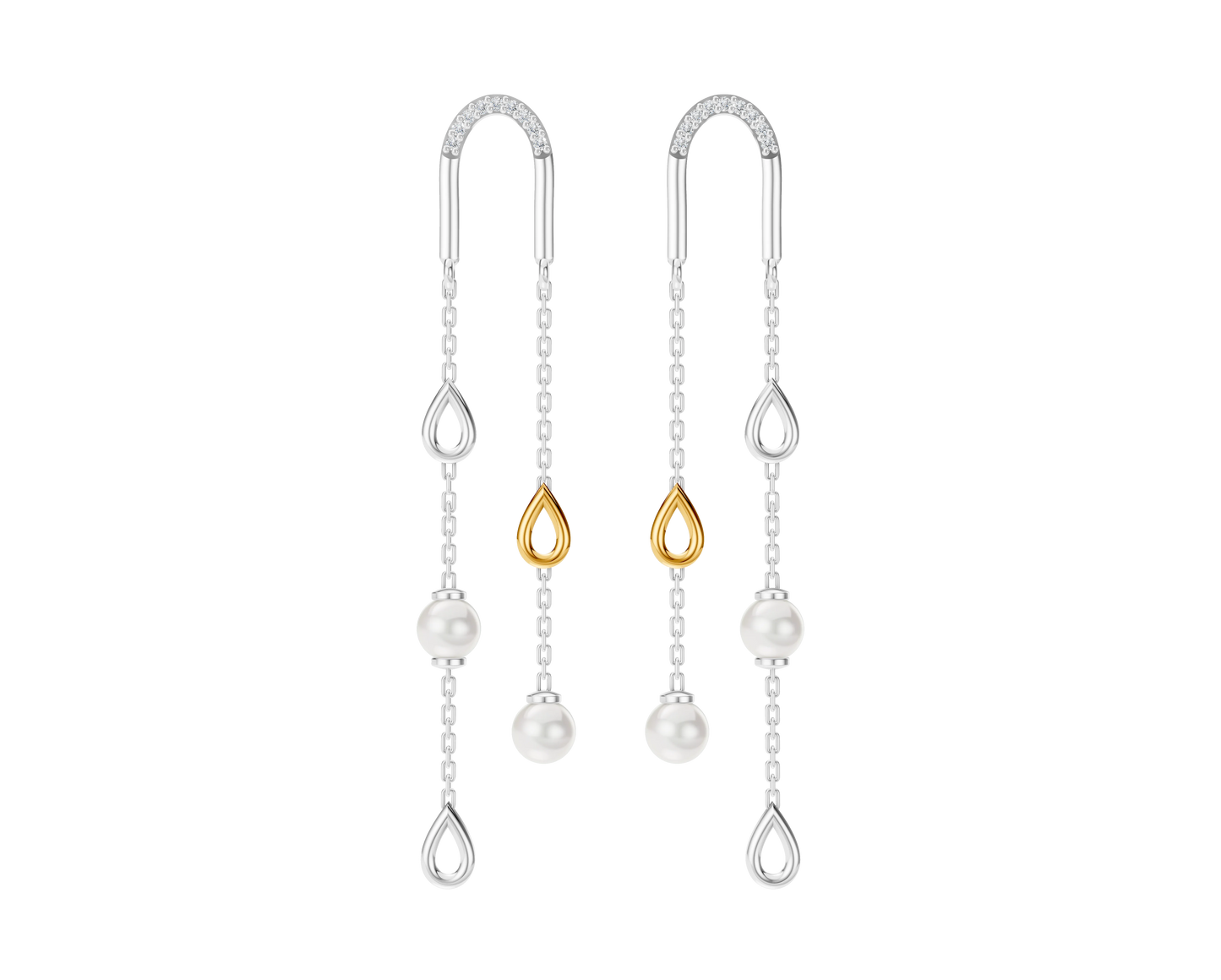 Sera 92.5 Silver & Freshwater Pearl Dual-Tone Drop Earrings