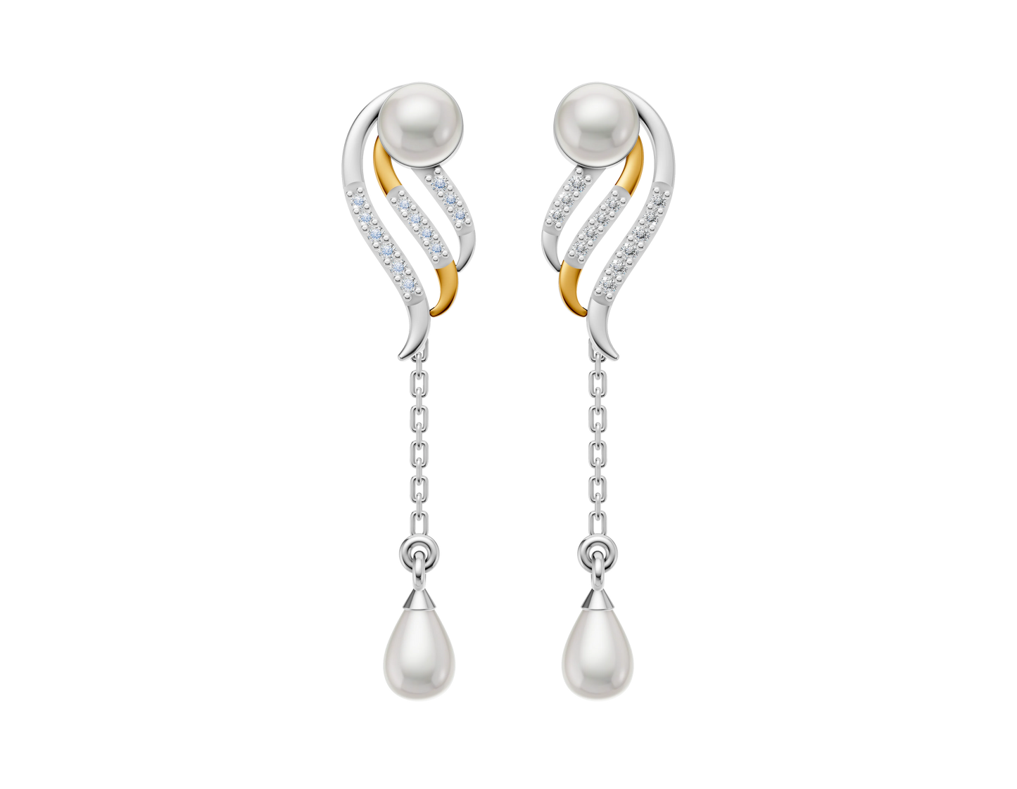 Alina 92.5 Silver & Freshwater Pearl Dual-Tone Drop Earrings