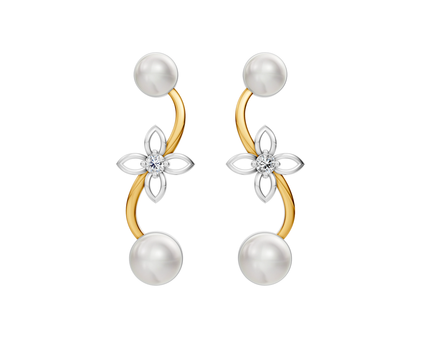 Kira 92.5 Silver & Freshwater Pearl Dual-Tone Earrings