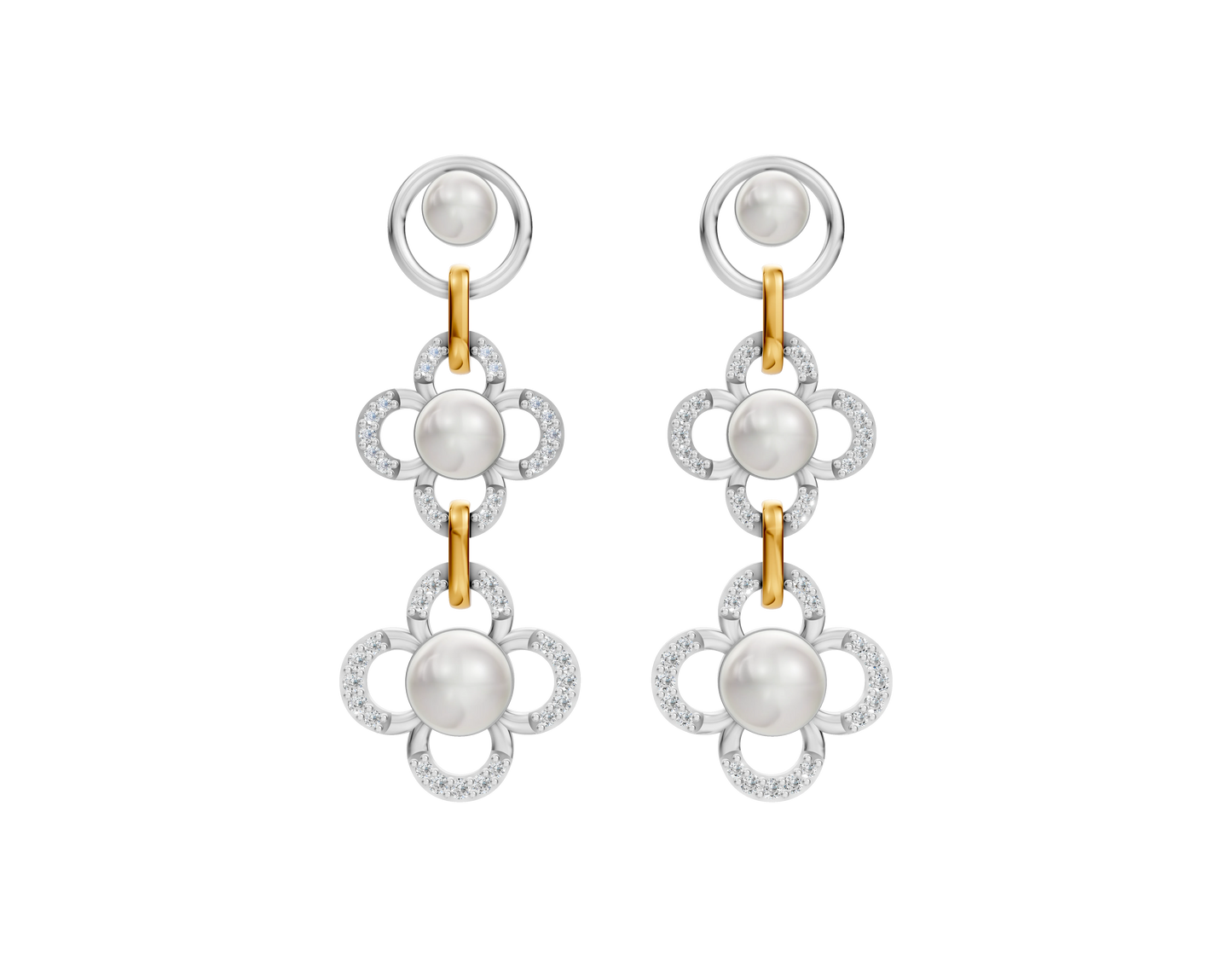 Mira 92.5 Silver & Freshwater Pearl Dual-Tone Earrings