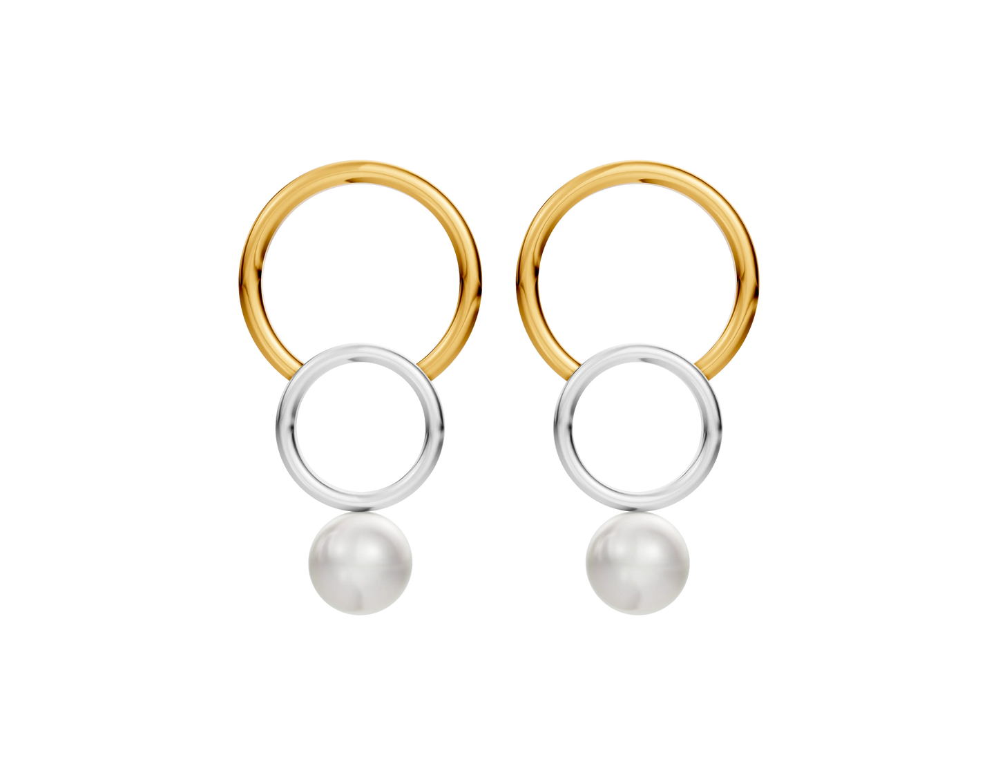 Rina 92.5 Silver & Freshwater Pearl Dual-Tone Earrings