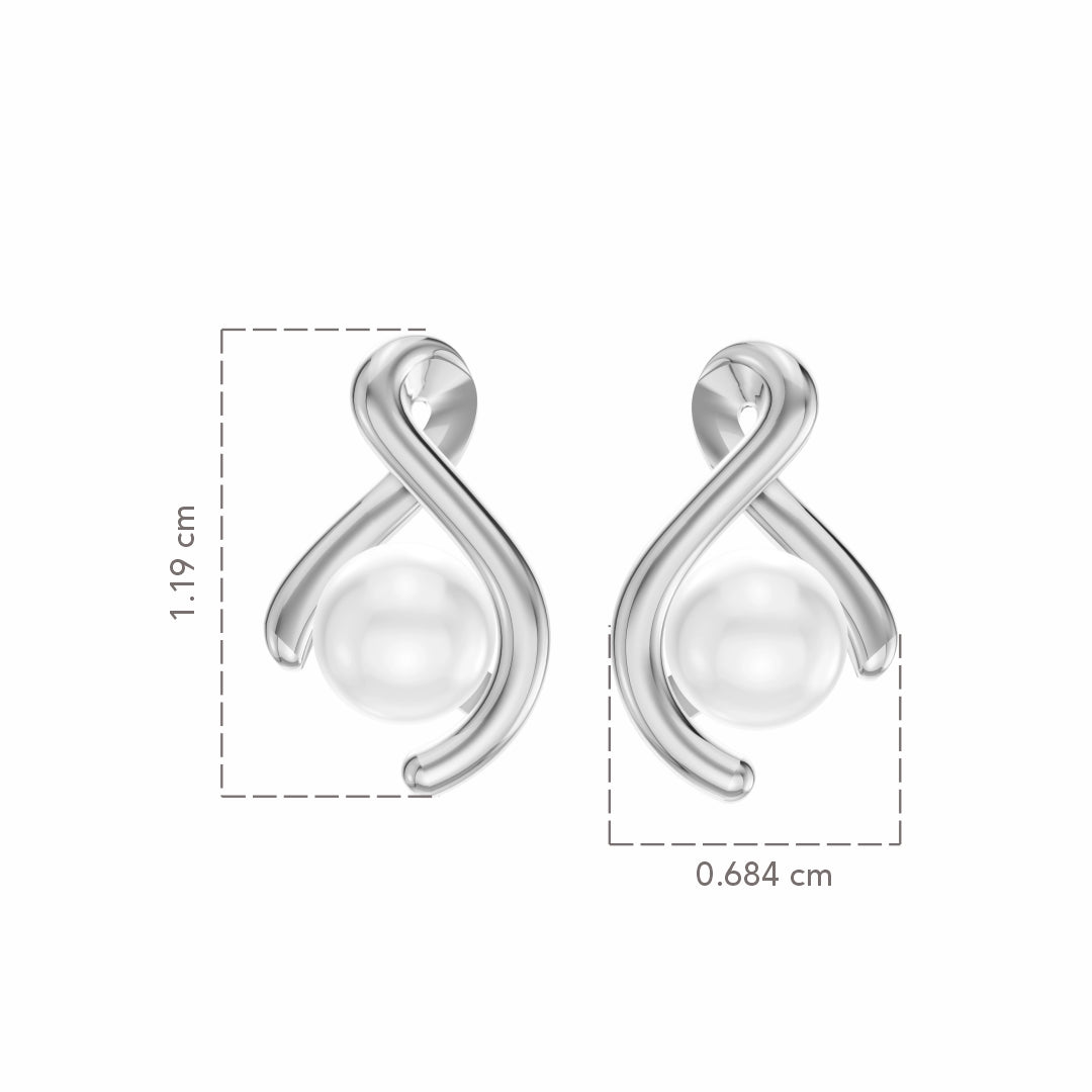 Swirl Pearl & 92.5 Silver Stud Earrings