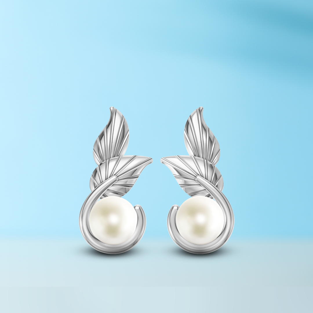 Elara Pearl & 92.5 Silver Studs Earrings