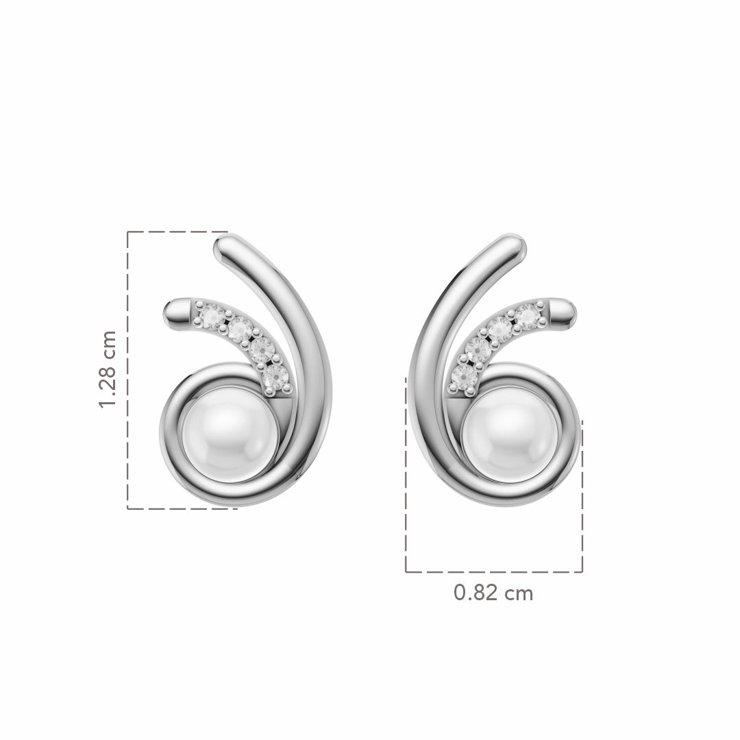 Orbit Pearl & 92.5 Silver Stud Earrings