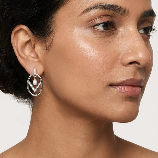 silver pearl earrings for Daily wear Jewelery by Sohvii