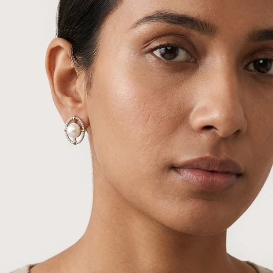 modern pearl Stud earrings in Silver 925