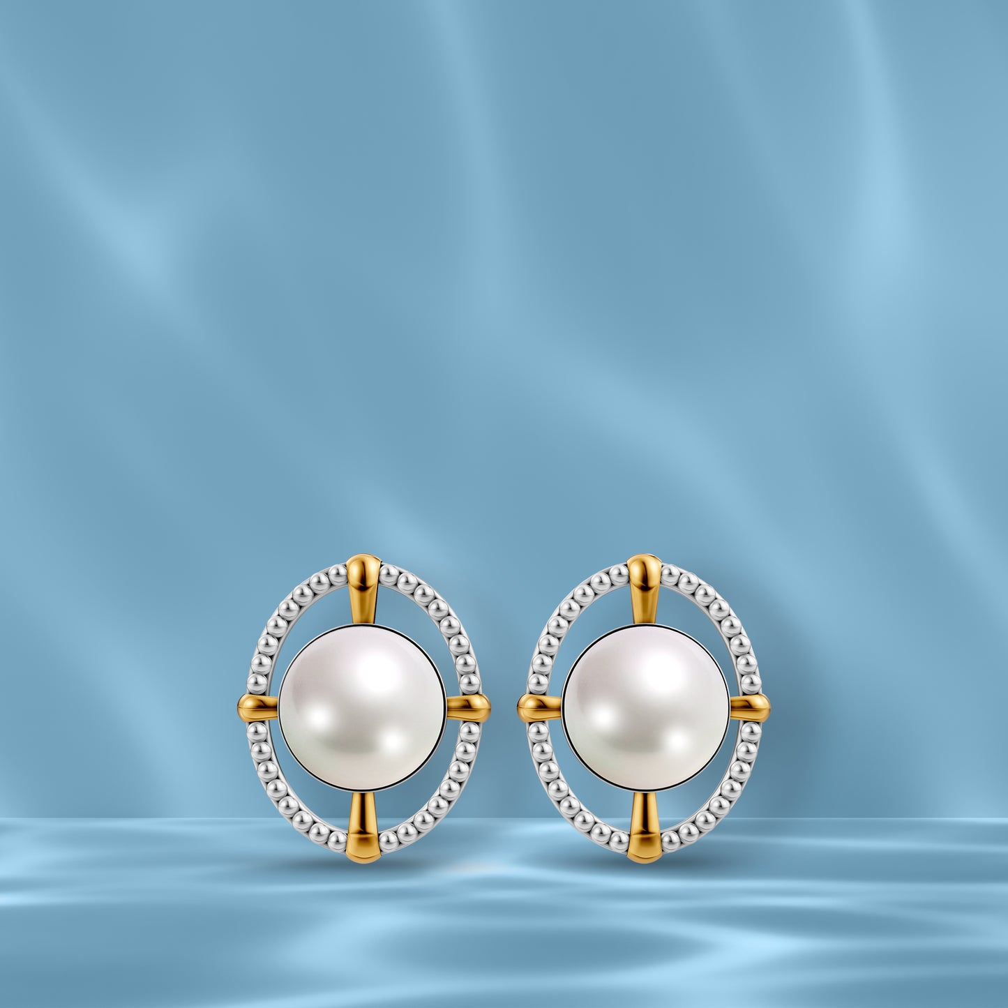 Niya Sira 92.5 Silver & Freshwater Pearl Dual-Tone Earrings