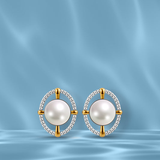 Niya Sira 92.5 Silver & Freshwater Pearl Dual-Tone Earrings