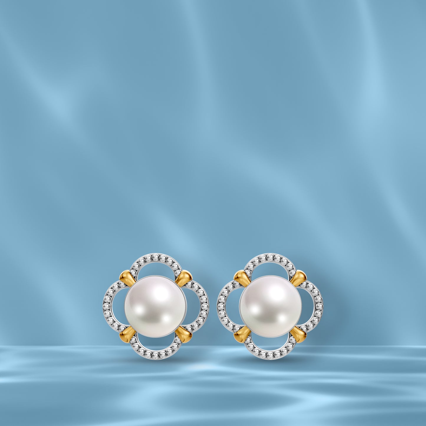 Luma Sira 92.5 Silver & Freshwater Pearl Dual-Tone Earrings