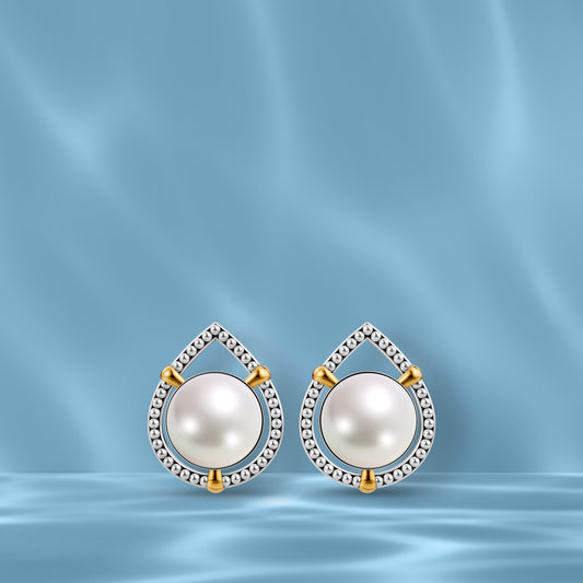 Isla Sira 92.5 Silver & Freshwater Pearl Dual-Tone Earrings