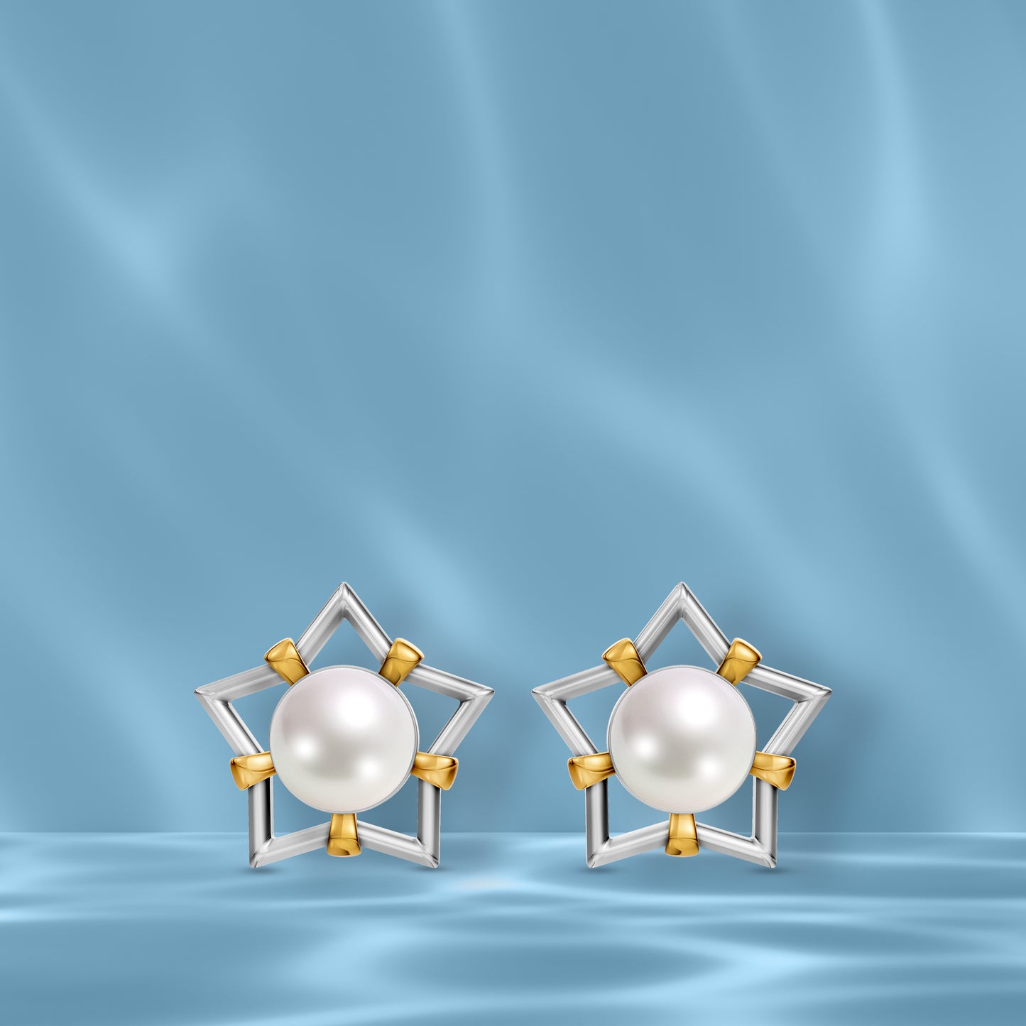Eina 92.5 Silver & Freshwater Pearl Dual-Tone Stud Earrings