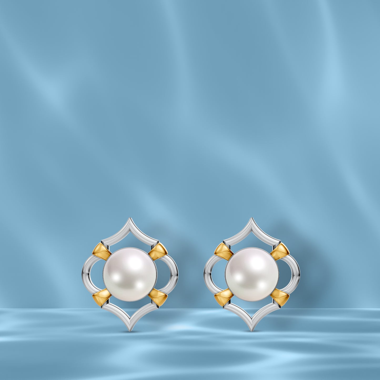 Ina 92.5 Silver & Freshwater Pearl Dual-Tone Stud Earrings