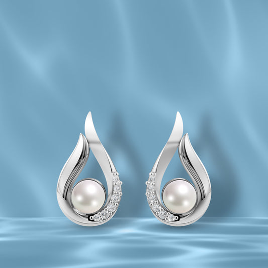 Classic Grace Pearl & 92.5 Silver Stud Earrings