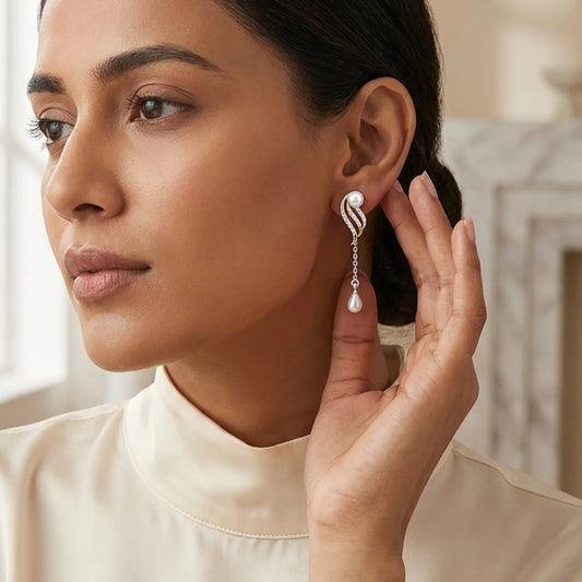 small pearl drop earrings lightweight design
