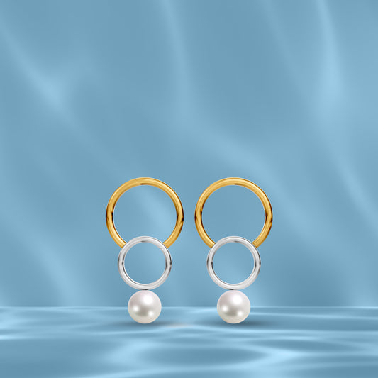 Rina 92.5 Silver & Freshwater Pearl Dual-Tone Earrings