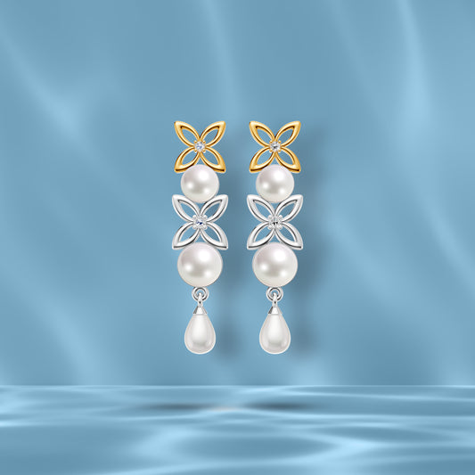 Kayra 92.5 Silver & Freshwater Pearl Dual-Tone Earrings