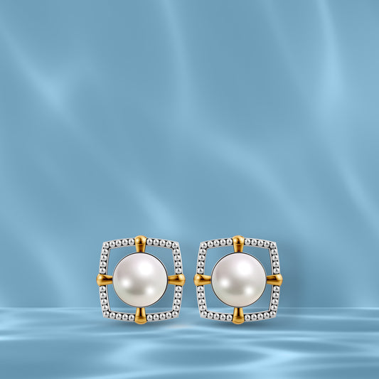 Tiya Sira 92.5 Silver & Freshwater Pearl Dual-Tone Earrings
