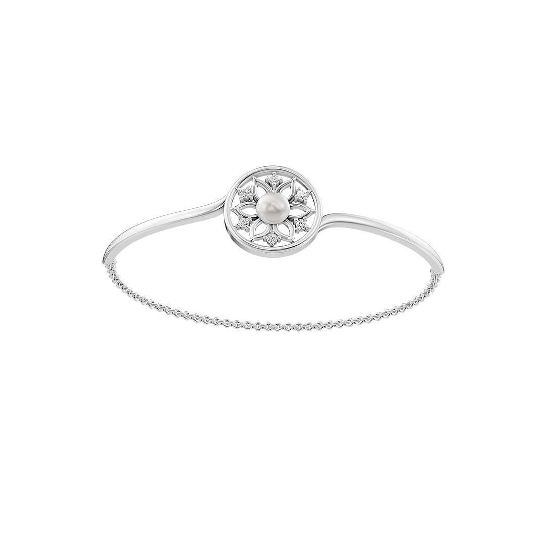 Bloom pearl silver kada bracelet elegant detailing