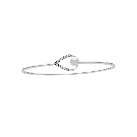 Minimalist Pearl & 92.5 Silver Kada/Bracelet