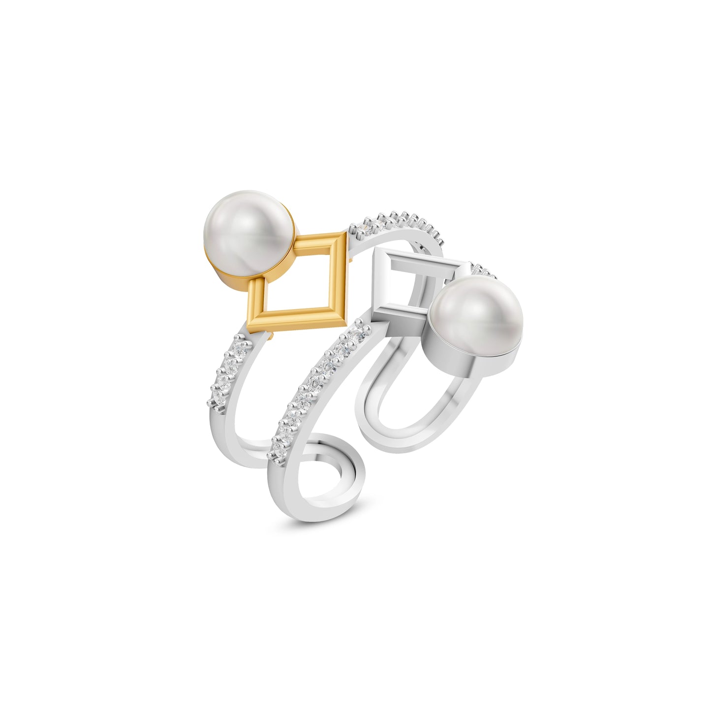 Lyra 92.5 Silver & Gold Plated Finger Ring