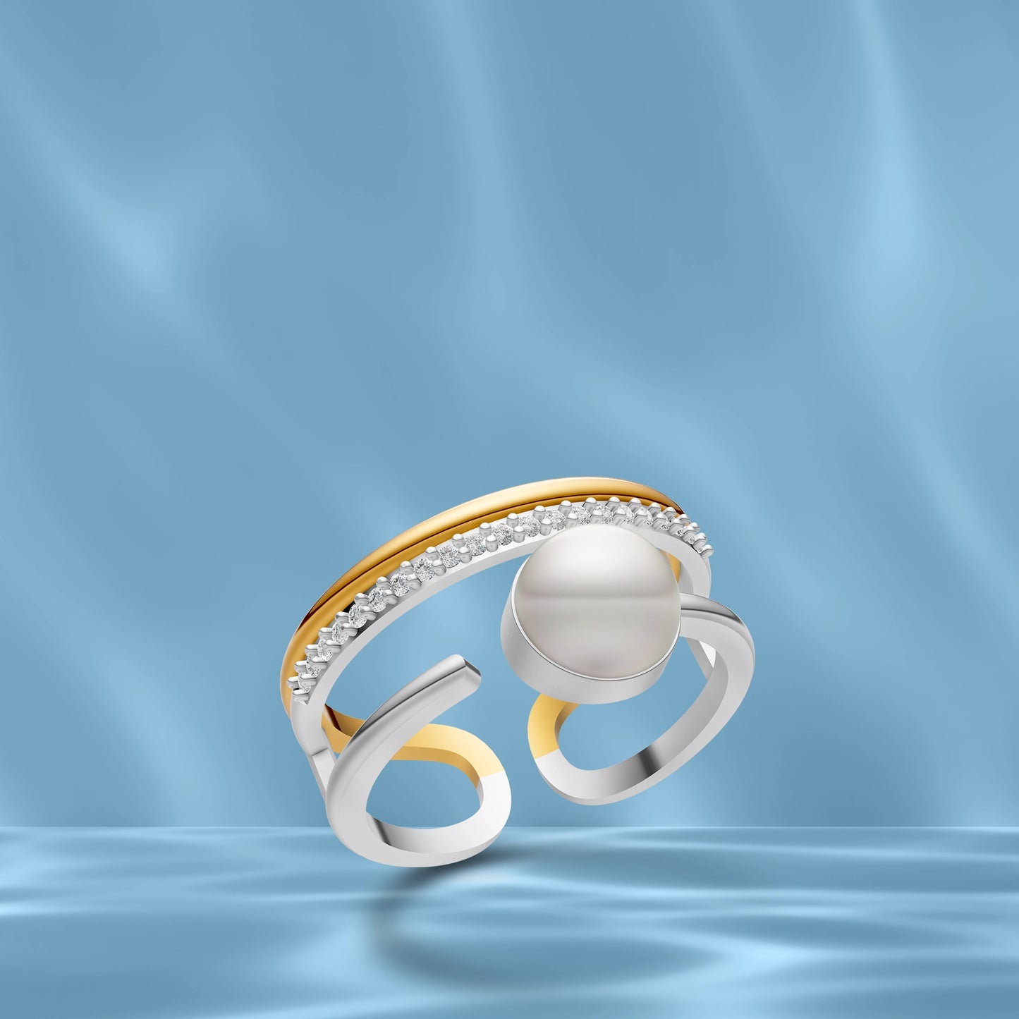Tesa Silver Finger Ring Gold Plated Stylish Jewellery For Office And Party Wear