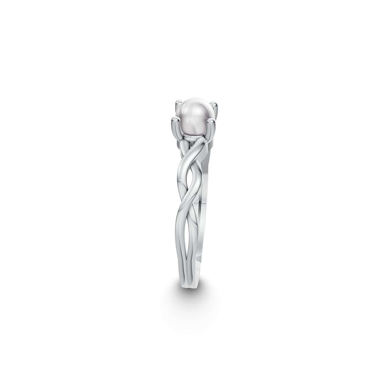 Tressa pearl silver finger ring side angle