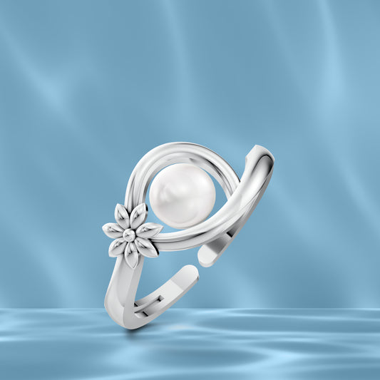 Wildflower Pearl & 92.5 Silver Finger Ring