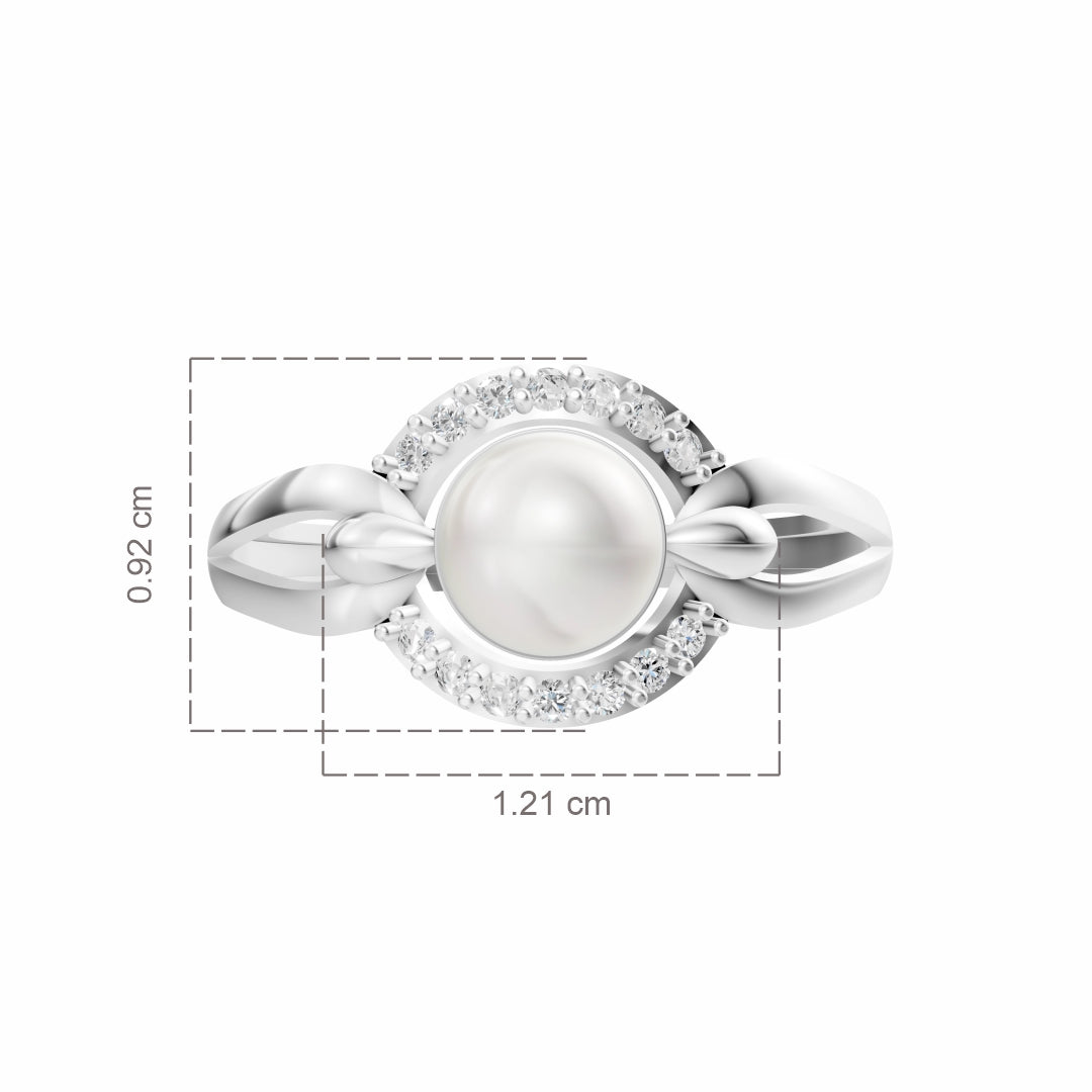 Allure pearl silver finger ring close-up