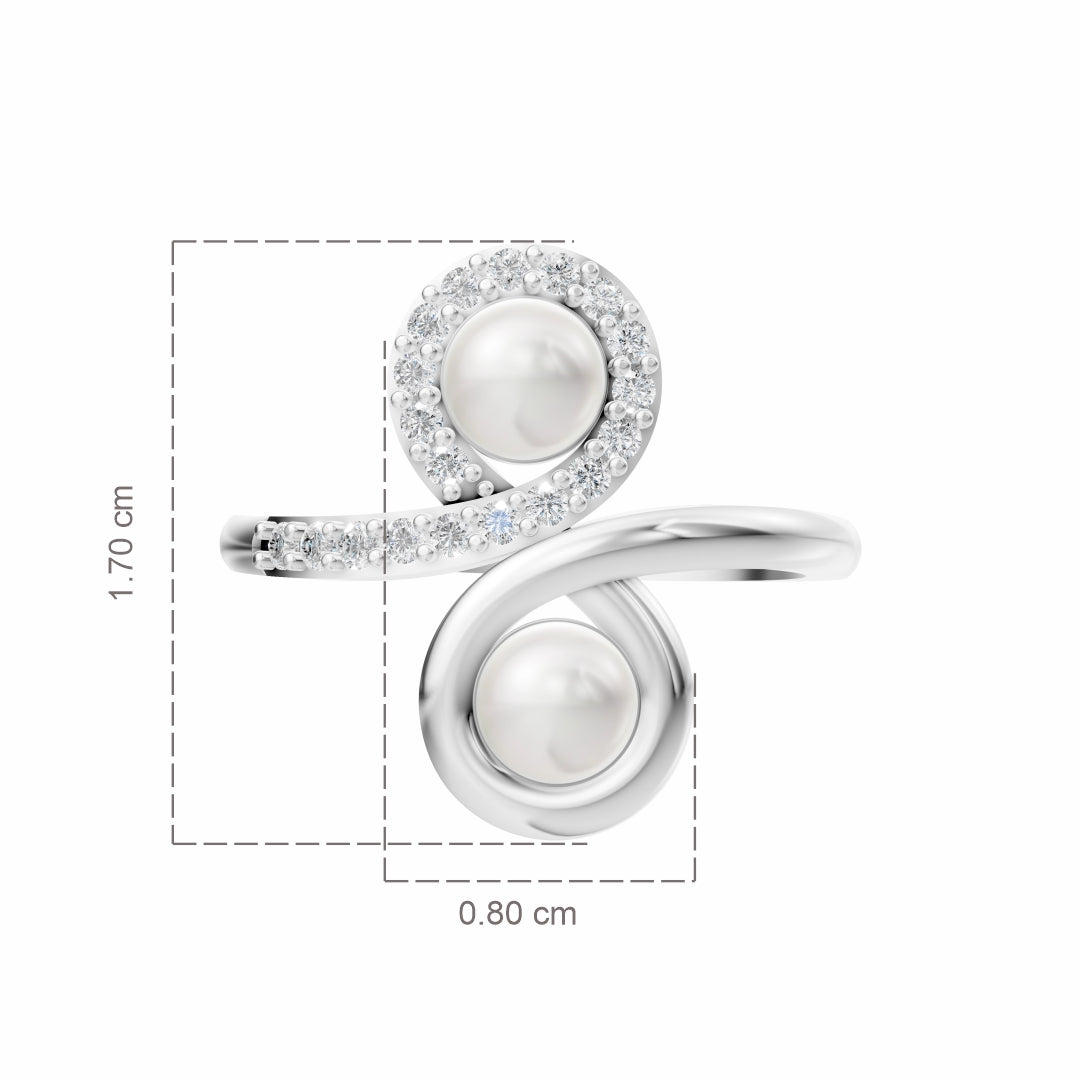 Radiance pearl silver ring detailed side view