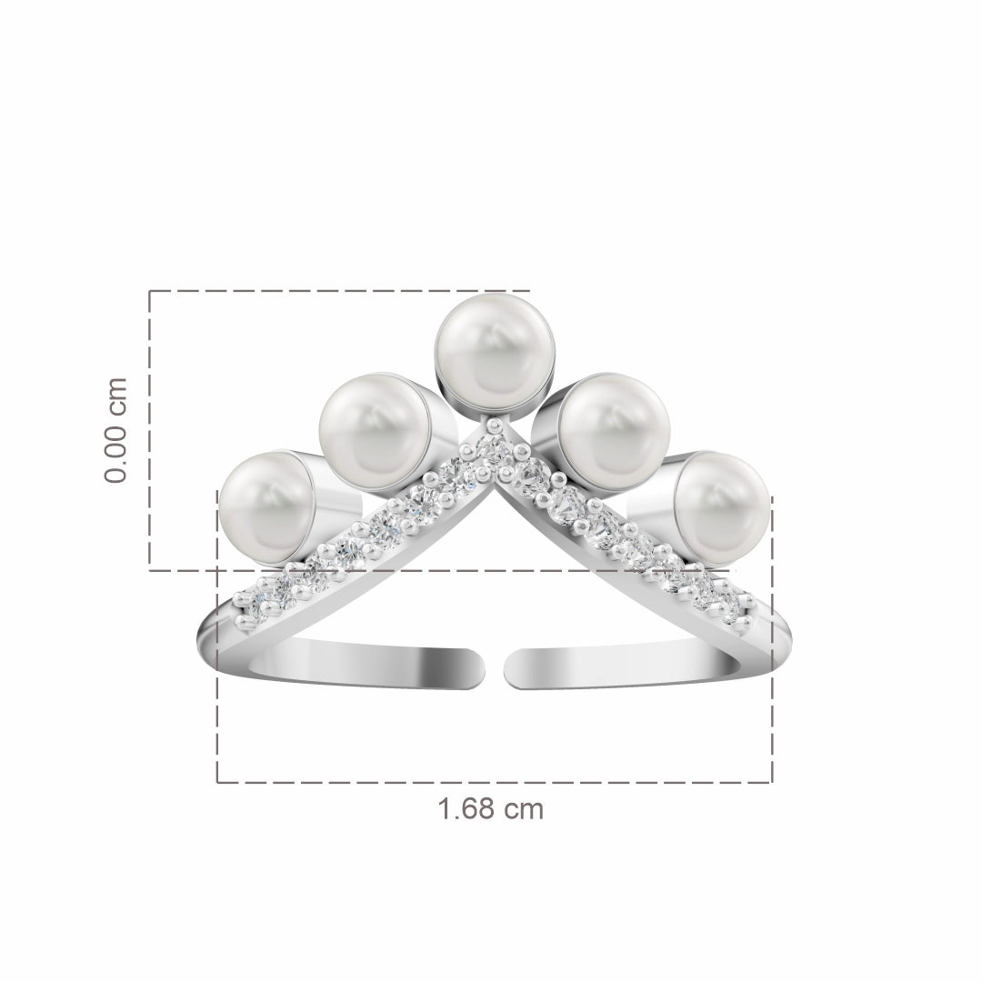Tiara Pearl & 92.5 Silver Finger Ring