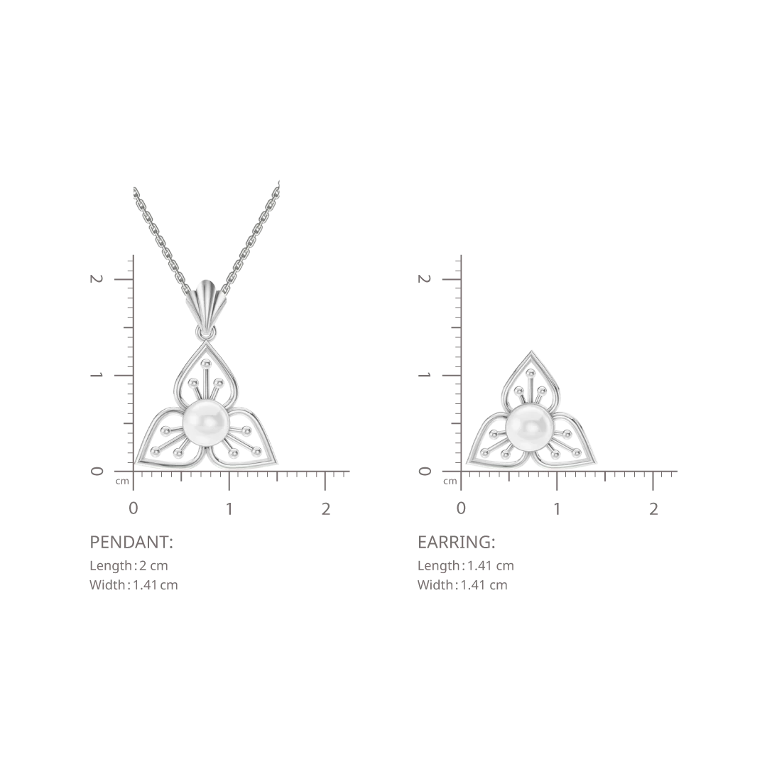 Tria Freshwater Pearl & 92.5 Silver Pendant Set