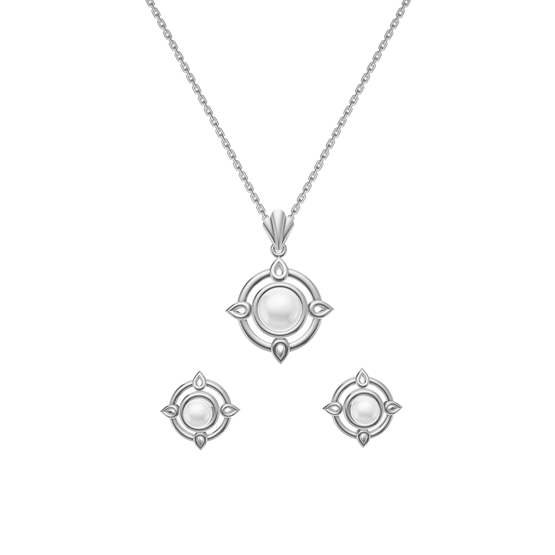 Aura Freshwater Pearl & 92.5 Silver Pendant Set
