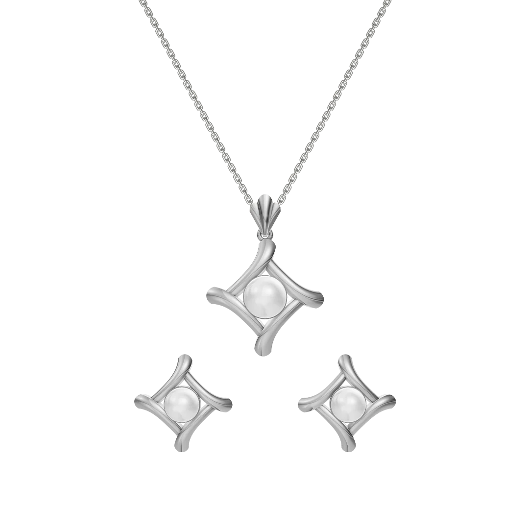 Sira Freshwater Pearl & 92.5 Silver Pendant Set