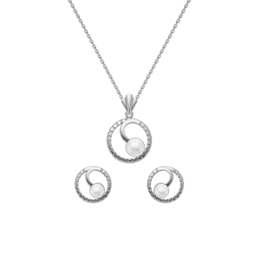 Cerra Freshwater Pearl & 92.5 Silver Pendant Set