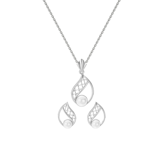 Rayli Freshwater Pearl & 92.5 Silver Pendant Set