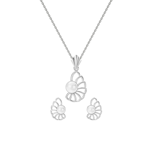 Shelin Freshwater Pearl & 92.5 Silver Pendant Set