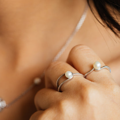 Serene Pearl & 92.5 Silver Finger Ring