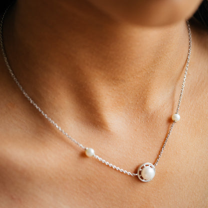 Encira Freshwater pearl & 92.5 Silver Necklace Set