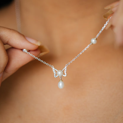 Gypsy Freshwater pearl & 92.5 Silver Necklace Set