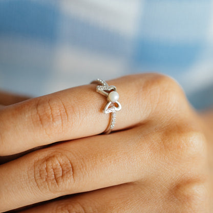 Flutter Pearl &  92.5 Silver Finger Ring
