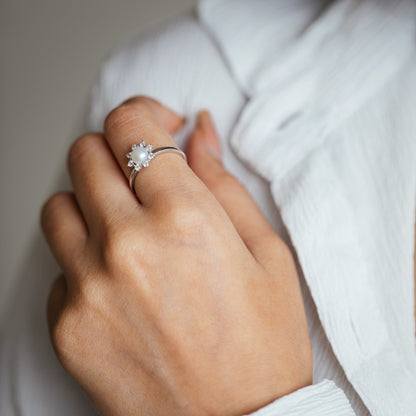 Solari Pearl Solitaire & 92.5 Silver Finger Ring