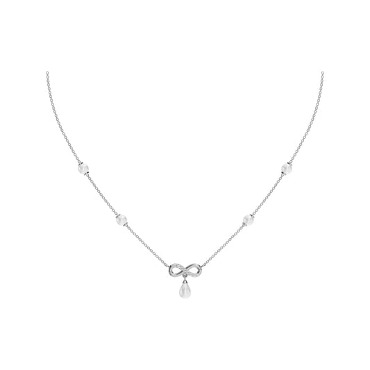 Infinity Freshwater Pearl & 92.5 Silver Necklace Set