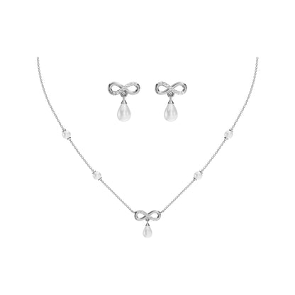 Infinity Freshwater Pearl & 92.5 Silver Necklace Set
